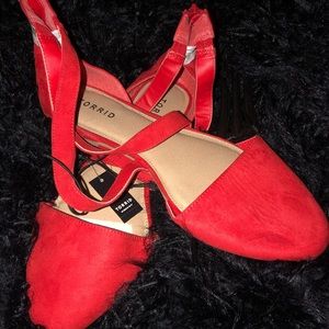 Torrid Red Criss Cross D’Orsay Flats